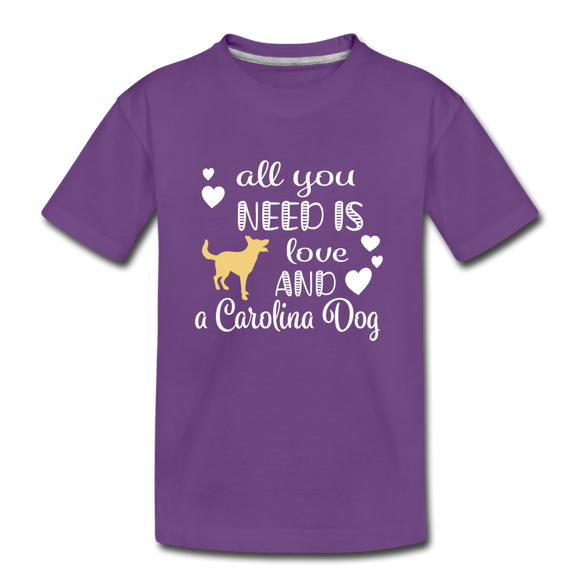 All You Need is Love and a Carolina Dog Kids' Premium T-Shirt - purple