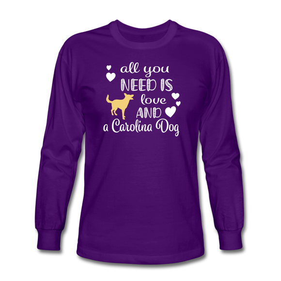 All You Need is Love and a Carolina Dog Long Sleeve T-Shirt - purple