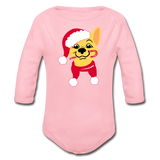CD Santa Organic Long Sleeve Baby Bodysuit - light pink
