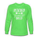 Rescued is my Favorite Breed Long Sleeve T-Shirt - kiwi