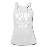 Rescued is my Favorite Breed Women’s Tri-Blend Racerback Tank - heather white