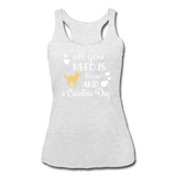 All You Need is Love and a Carolina Dog Women’s Tri-Blend Racerback Tank - heather white