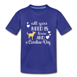 All You Need is Love and a Carolina Dog Kids' Premium T-Shirt - royal blue