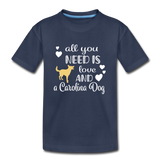 All You Need is Love and a Carolina Dog Kids' Premium T-Shirt - navy