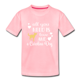 All You Need is Love and a Carolina Dog Kids' Premium T-Shirt - pink