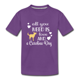 All You Need is Love and a Carolina Dog Kids' Premium T-Shirt - purple