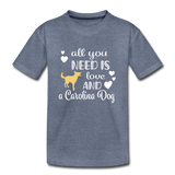 All You Need is Love and a Carolina Dog Kids' Premium T-Shirt - heather blue