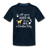 All You Need is Love and a Carolina Dog Kids' Premium T-Shirt - deep navy