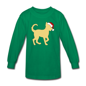 Here Comes Santa Paws Kids' Long Sleeve T-Shirt - kelly green