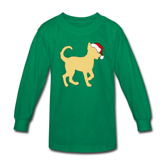 Here Comes Santa Paws Kids' Long Sleeve T-Shirt - kelly green