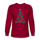 CD Christmas Tree Long Sleeve T-Shirt - dark red