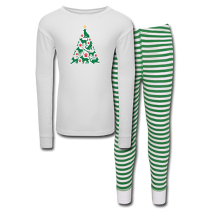 CD Christmas Tree Kids’ Pajama Set - white/green stripe