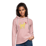 Here Comes Santa Paws Unisex Lightweight Terry Hoodie - cream heather pink