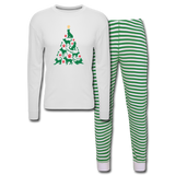 CD Christmas Tree Unisex Pajama Set - white/green stripe