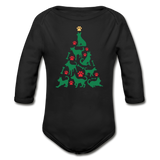 CD Christmas Tree Organic Long Sleeve Baby Bodysuit - black