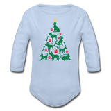 CD Christmas Tree Organic Long Sleeve Baby Bodysuit - sky
