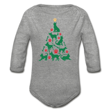 CD Christmas Tree Organic Long Sleeve Baby Bodysuit - heather gray