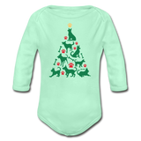 CD Christmas Tree Organic Long Sleeve Baby Bodysuit - light mint