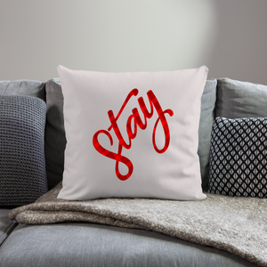 Red Plaid "Stay" Throw Pillow Cover - natural white