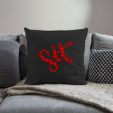 Red Plaid "Sit" Throw Pillow Cover - black