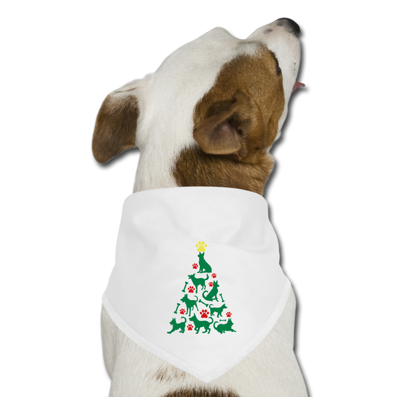 CD Christmas Tree Dog Bandana - white