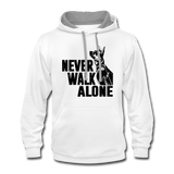 Never Walk Alone Statement Hoodie - white/gray