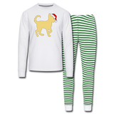 Here Comes Santa Paws Unisex Pajama Set - white/green stripe