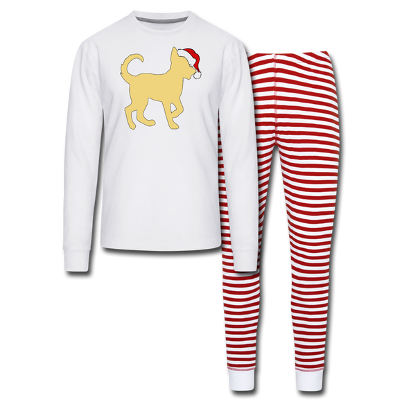 Here Comes Santa Paws Unisex Pajama Set - white/red stripe