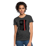 Distressed American Flag SCD Women's Fitted T-Shirt - heather black