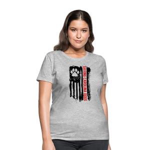Distressed American Flag SCD Women's Fitted T-Shirt - heather gray