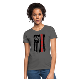 Distressed American Flag SCD Women's Fitted T-Shirt - charcoal