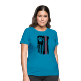 Distressed American Flag SCD Women's Fitted T-Shirt - turquoise