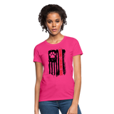 Distressed American Flag SCD Women's Fitted T-Shirt - fuchsia
