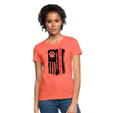 Distressed American Flag SCD Women's Fitted T-Shirt - heather coral