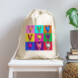 Carolina Dog Pop Art Cotton Drawstring Bag - natural