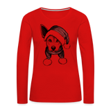 Santa's Little Helper Women's Premium Long Sleeve T-Shirt - red